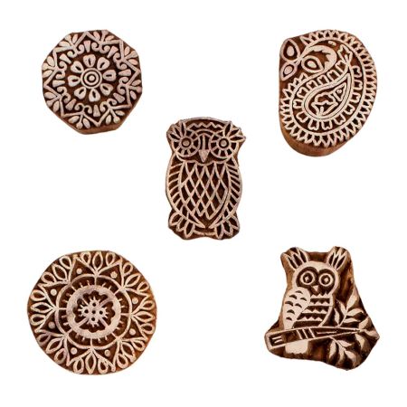 Set of 5 Piece New Mix Wooden Printing Blocks